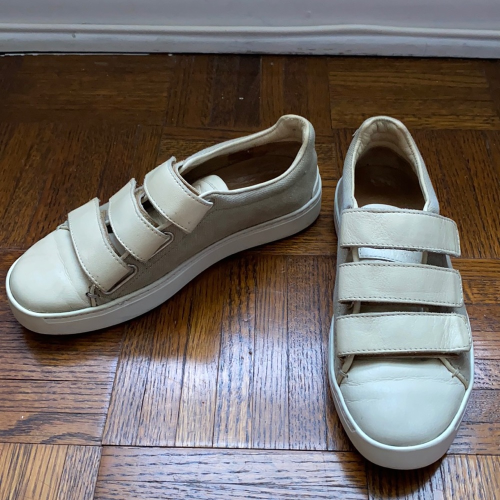 Rag & Bone Beige Kent Velcro Canvas Leather Low-Top Sneakers Size 5